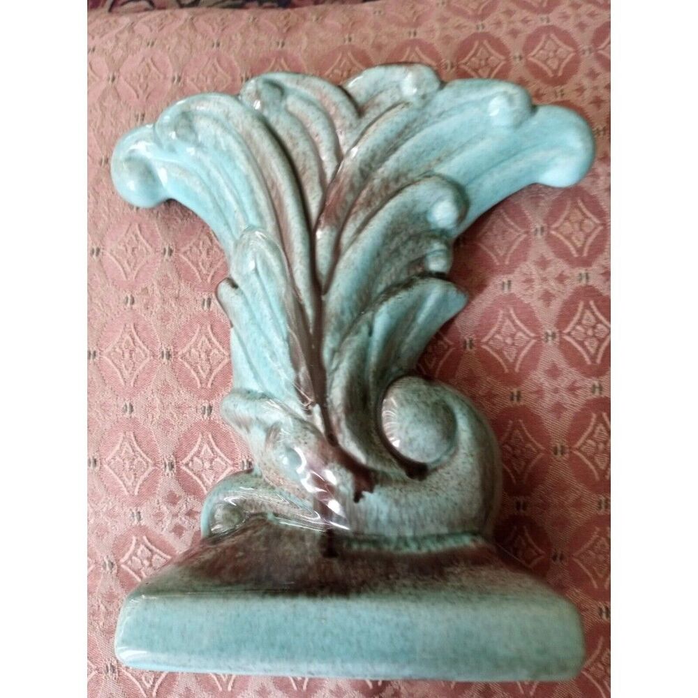 1950's Gonder USA Teal Green/Pink Cornucopia Vase